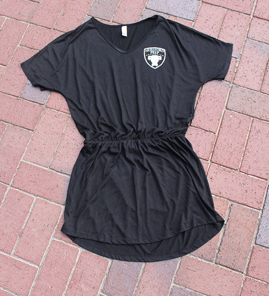 Black Flowy V-Neck Shirt Dress