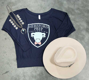 Hereford Prep Navy Off The Shoulder Popover