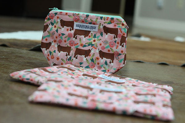 Pink Floral Fabric Bag With Hereford